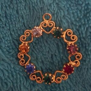 Gold Heart Gemstone Brooch